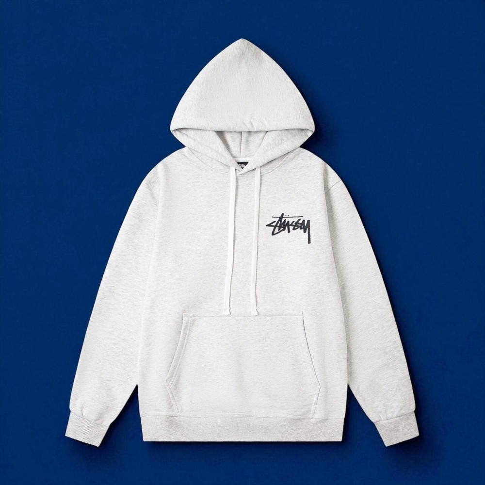 Stussy Gray Hoodie with Blue Dice Design - Picture 3 of 6